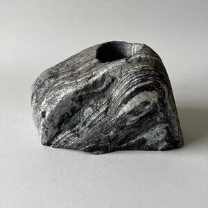 Hand Carved Natural Stone Candle Holder Organic Modern Décor Large Heavy